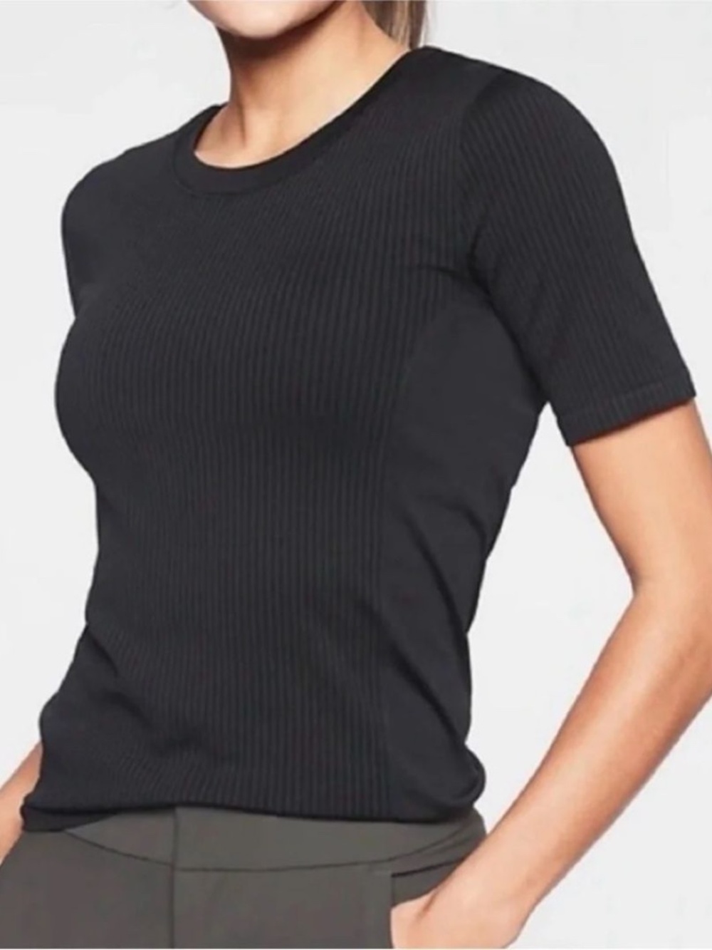 Athleta Ribbed Short-Sleeve Crewneck Top